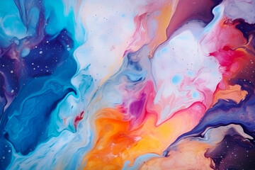 Abstract background with multicolor fluid paint. Colored bright background.