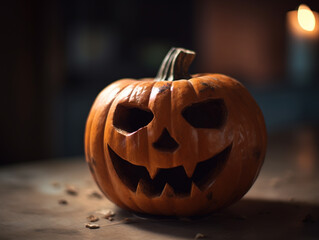 Carved Halloween pumpkin, jack-o'-lantern