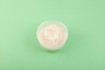 Xanthan Gum Powder.  Food additive E415. Used in food industry and cosmetics. Xanthan gum is an extracellular polysaccharide. Texture improver. Stabiliser and Thickener