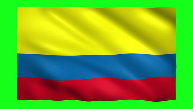 Flag of Republic of Colombia on green screen for chroma key