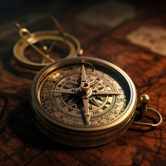 Fototapeta na wymiar A golden compass