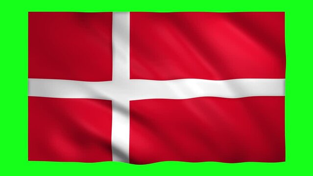 Flag of Denmark on green screen for chroma key