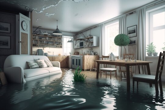  Flooded interior of bright apartment