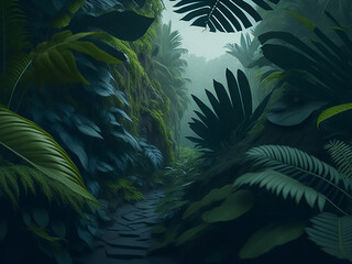 Fototapeta na wymiar highly detailed 3D realistic Jungle Background