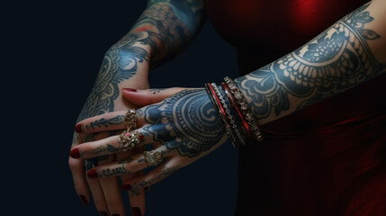 The henna tattoo on the hand