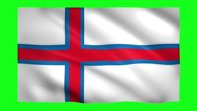 Faroe Islands flag on green screen for chroma key