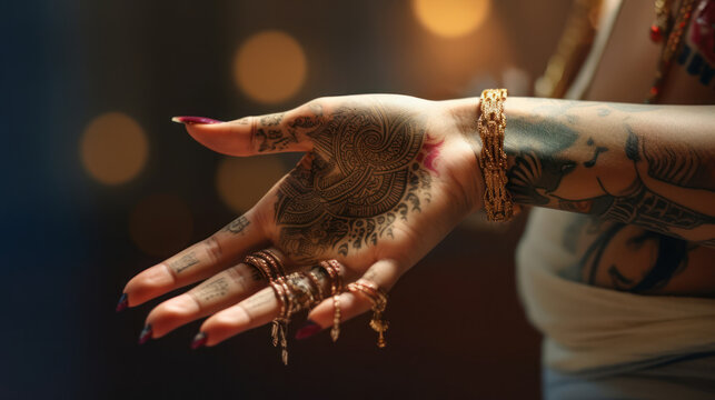 hands of the person's henna tattoo