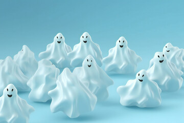  ghosts on a blue background