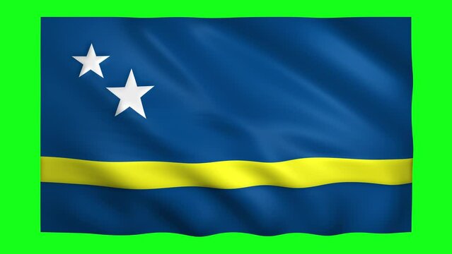 Curacao flag on green screen for chroma key