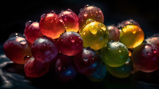 grapes on black background HD 8K wallpaper Stock Photographic Image