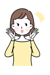 女性の表情　おどろき　べクターイラスト素材