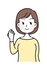 女性の表情　ガッツポーズ　べクターイラスト素材