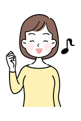 女性の表情　ワクワク　ベクターイラスト素材