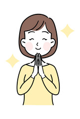 女性の表情　嬉しい　べクターイラスト素材