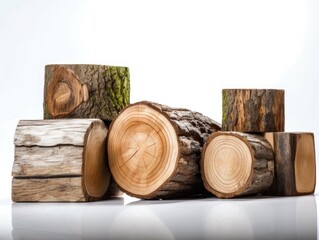 Pile of firewood isolated on a white background created with Generative AI technology