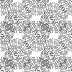 Abstract vector background on the marine theme. Seashells. Seamless pattern on white. Perfect for wallpaper, wrapping, fabric and textile.