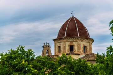 Fototapeta na wymiar Tiled dome in the ancient monastery of Santa María de la Valldigna
