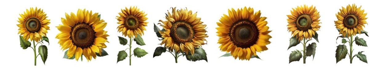 Vibrant Yellow Sunflowers PNG - A Beautiful Addition to Logos, Art, and Artwork with Isolated Clip Art Elements.