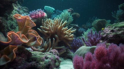 Naklejka na ściany i meble A coral reefs daily cycle from feeding to rest