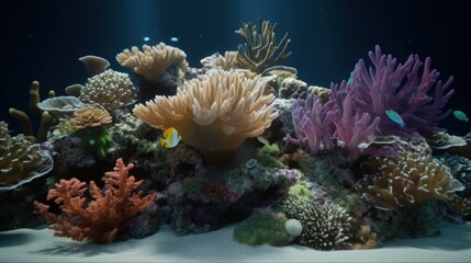 Naklejka na ściany i meble A coral reefs daily cycle from feeding to rest