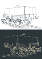 Rectangular tar tank wagon illustrations