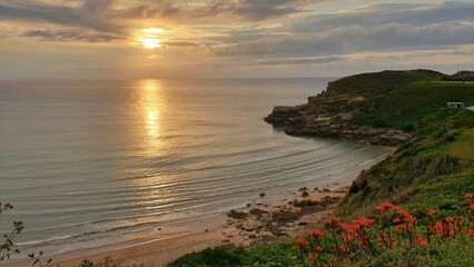 Sunset over the ocean. Cantabria, Suances