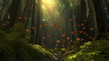 The migration of monarch butterflies through the forest