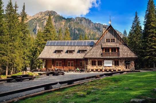 Western Tatra, Poland - May 9, 2016: Mountain chalet called Ornak in Western Tatra, Poland.