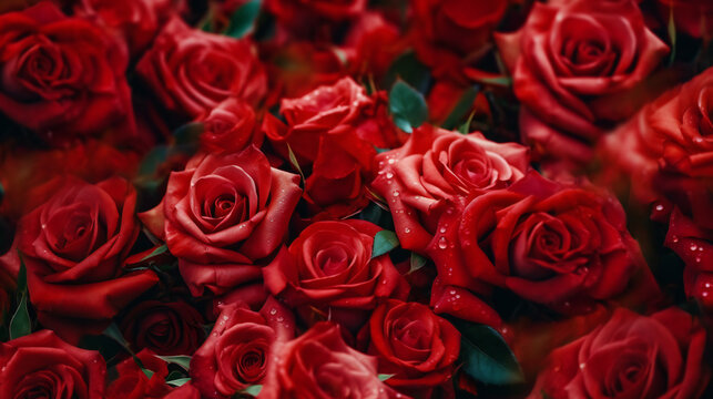 bunch of red roses HD 8K wallpaper Stock Photographic Image