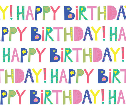 Vector colorful birthday seamless pattern design for gift wrap and other
