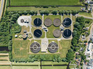 Aerial drone video of a Water treatment plant in Gouda, The Netherlands.