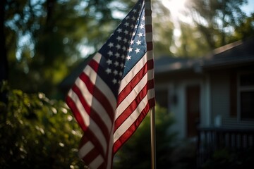 American Flag waving in the wind outdoor