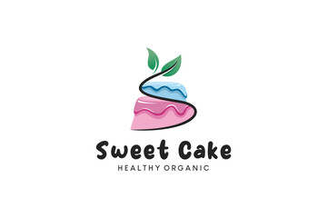 Sweet organic cake logo design with modern S letter concept, health food cake