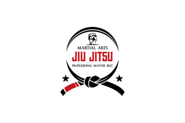 Circular jiu jitsu martial arts belt logo design for mixed martial arts academy or school logo