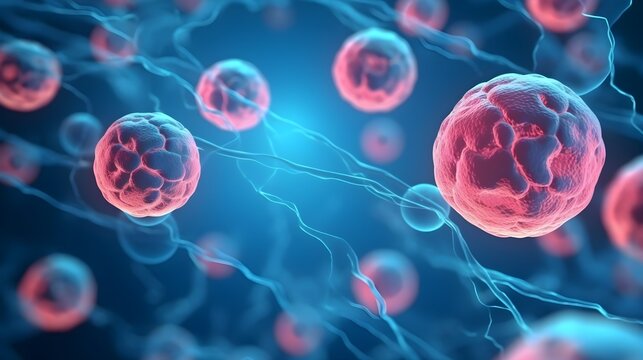 Human cells in blue background