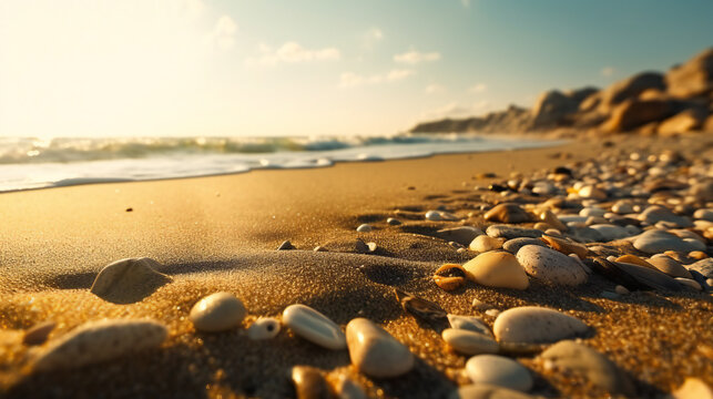 sun on the beach HD 8K wallpaper Stock Photographic Image
