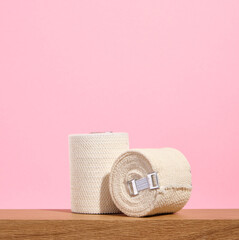 Medical bandages for injuries to muscles or ligaments. Copy space for text.