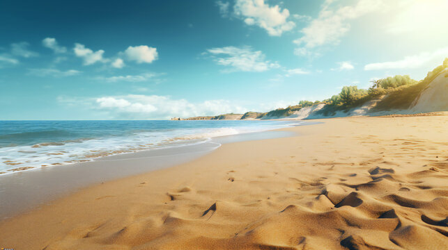 beach and sea HD 8K wallpaper Stock Photographic Image