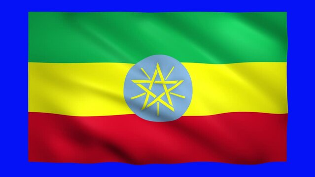 Ethiopia flag on green screen for chroma key