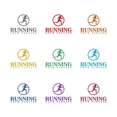 Running logo template icon isolated on white background. Set icons colorful