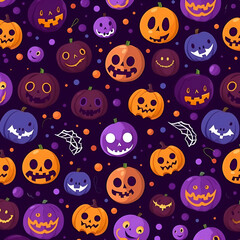 Fototapeta premium Halloween pumpkin in purple, orange and brown. Dark background minimal concept. Generative AI
