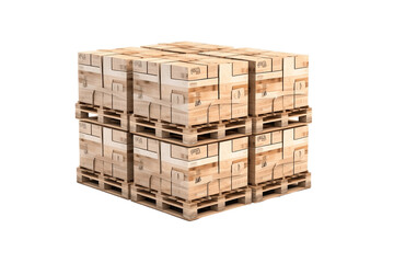 Euro Pallet with Cardboard Boxes on Transparent Background. AI