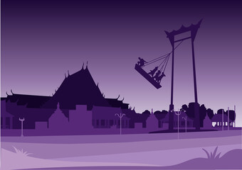 Giant Swing is a historical place in Bangkok, Thailand. The graphic design illustration background.