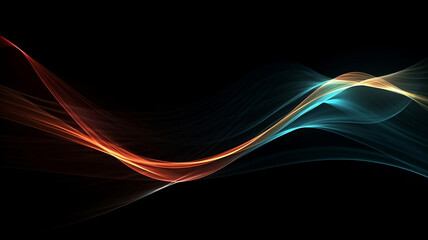 Fototapeta premium Dark background with glowing waves. Lines of Light