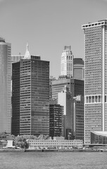 Fototapeta premium Black and white photo of Manhattan cityscape, New York City, USA.