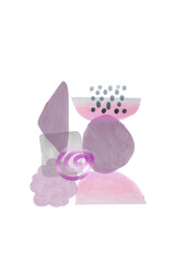 Purple pink Abstract art Pastel color with watercolor stain elements on white background