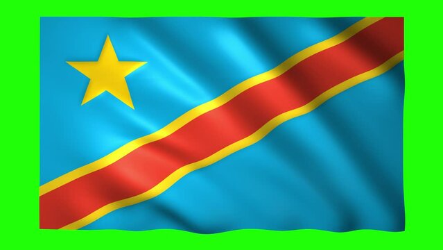 Flag of Democratic Republic of the Congo on green screen for chroma key