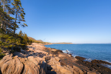Fototapeta na wymiar Acadia National Park in Fall near Bar Harbor, Maine: Coastline
