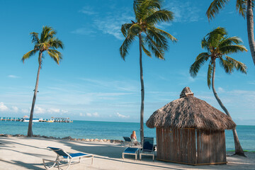 Islamorada in the Florida Keys: Beach resort with tiki hut