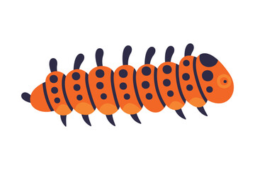 Bright Caterpillar as Larval Stage of Insect Crawling and Creeping Vector Illustration